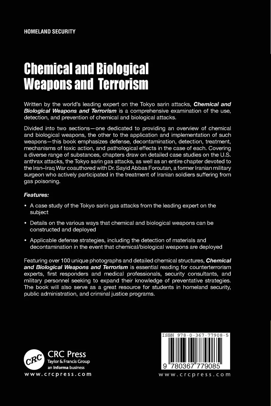 Rückseite: 9780367779085 | Chemical and Biological Weapons and Terrorism | Anthony Tu | Buch