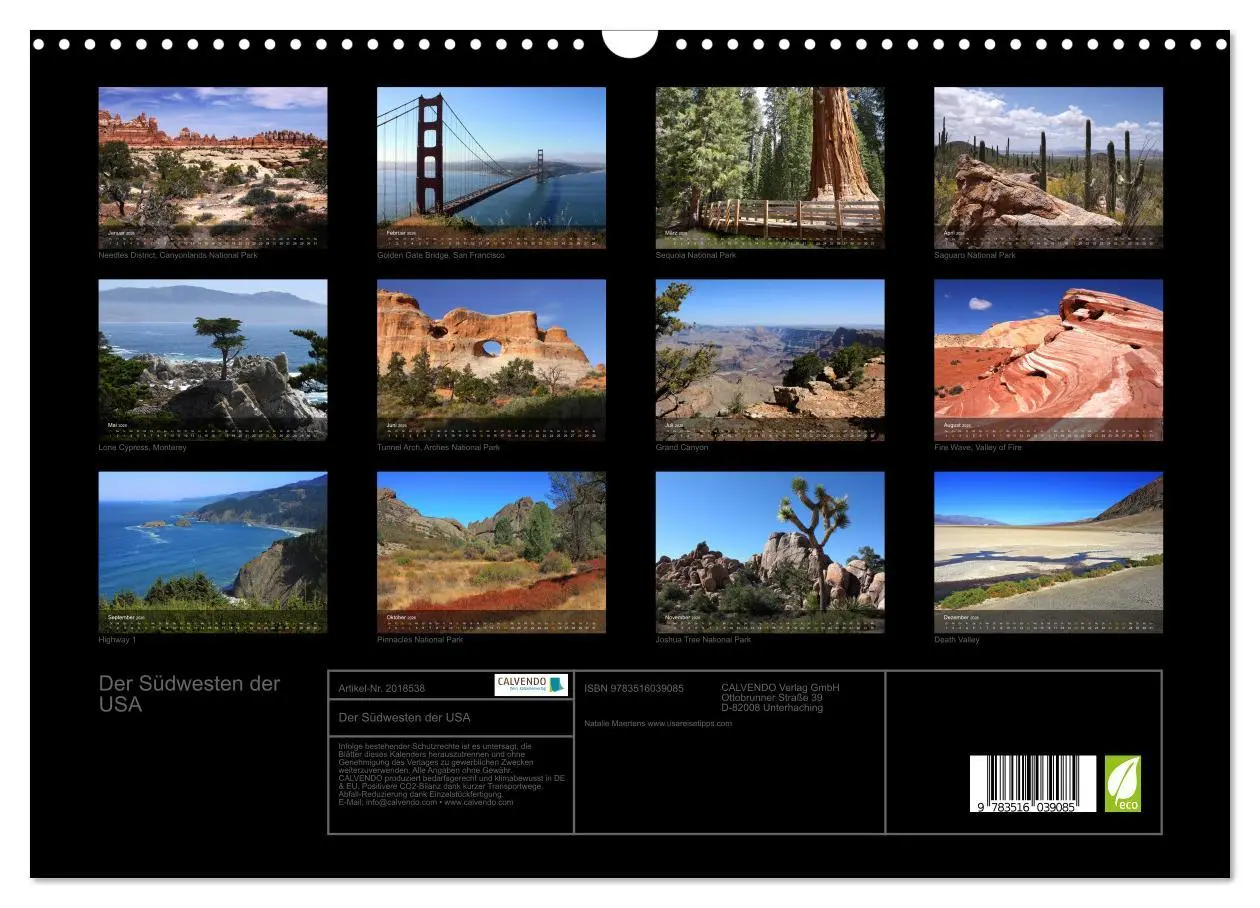 Bild: 9783516039085 | Der Südwesten der USA (Wandkalender 2026 DIN A3 quer), CALVENDO...