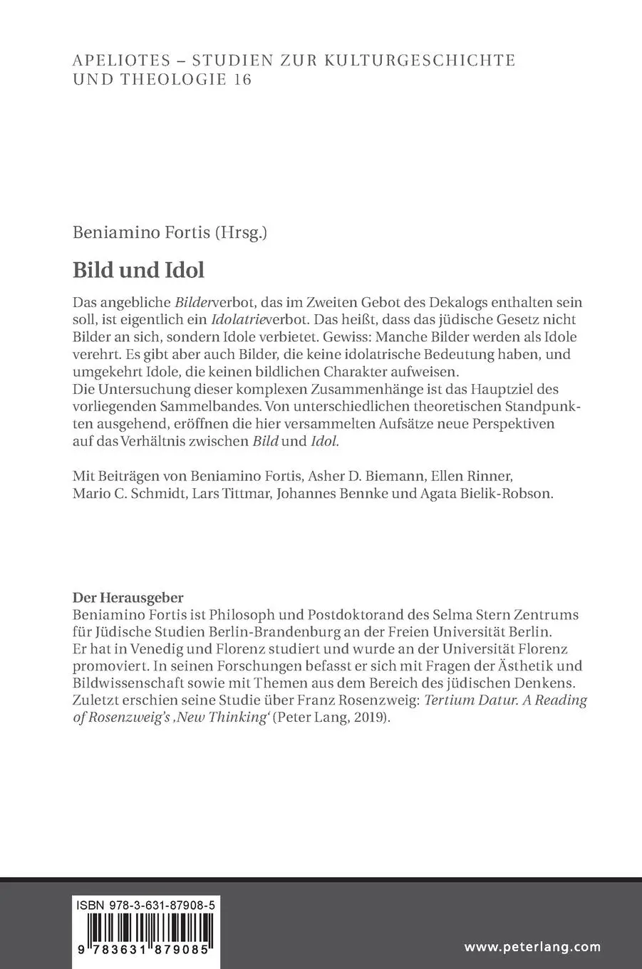 Rückseite: 9783631879085 | Bild und Idol | Perspektiven aus Philosophie und jüdischem Denken