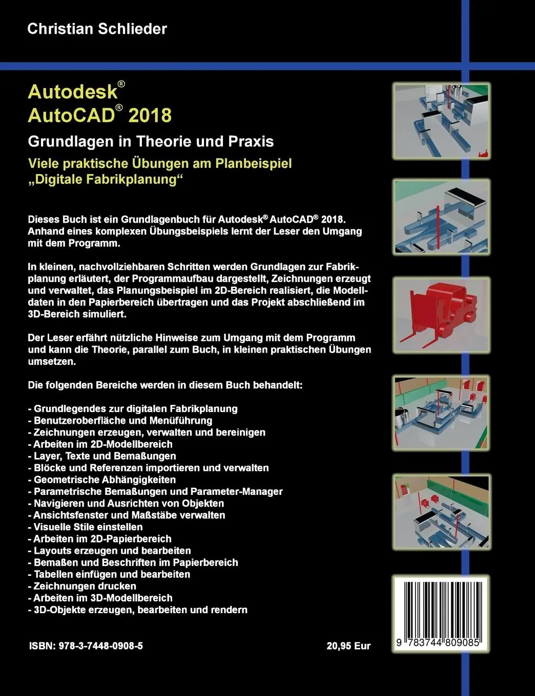 Rückseite: 9783744809085 | Autodesk AutoCAD 2018 - Grundlagen in Theorie und Praxis | Schlieder