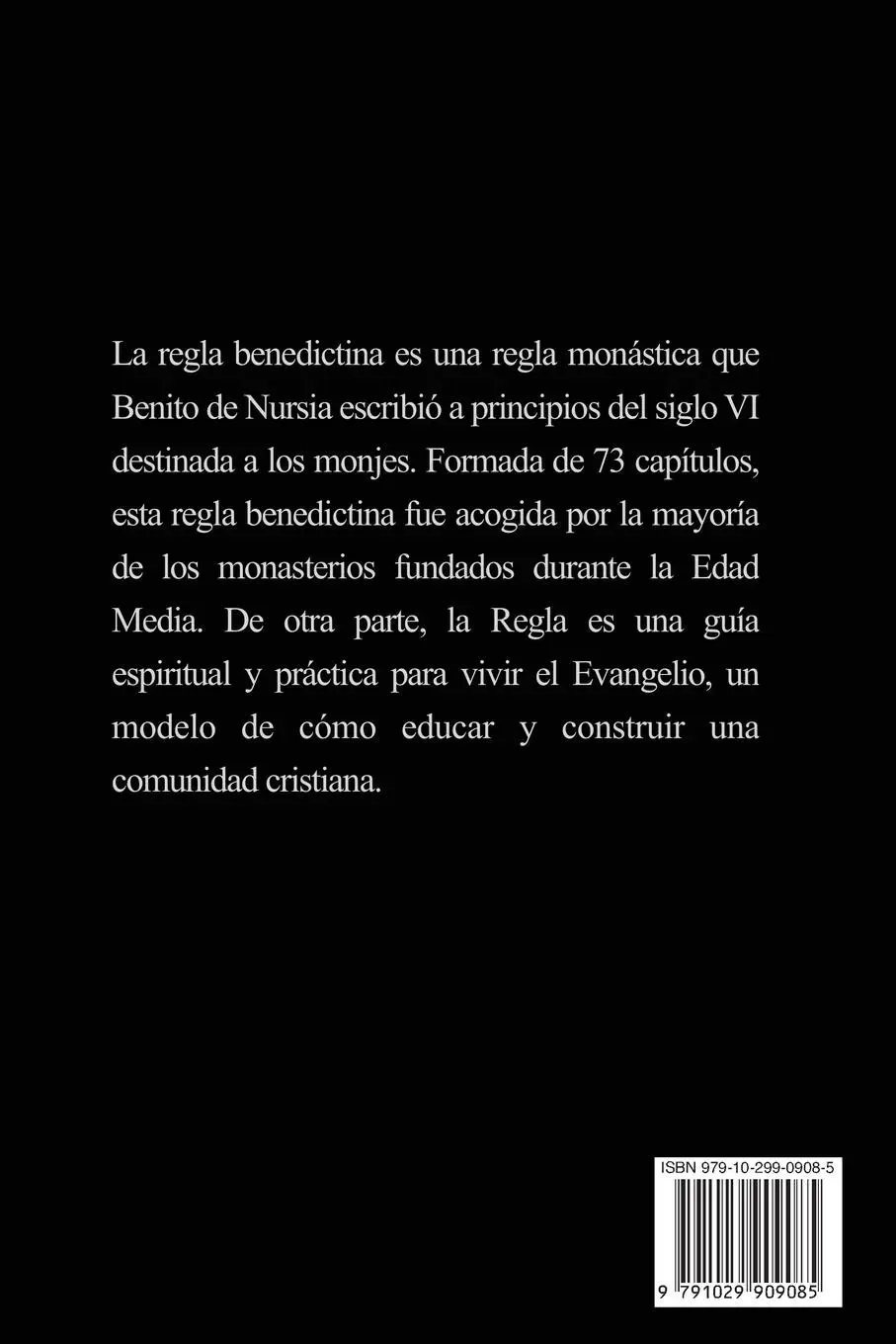 Rückseite: 9791029909085 | Regla de San Benito | Benito de Nursia | Taschenbuch | Spanisch | 2020