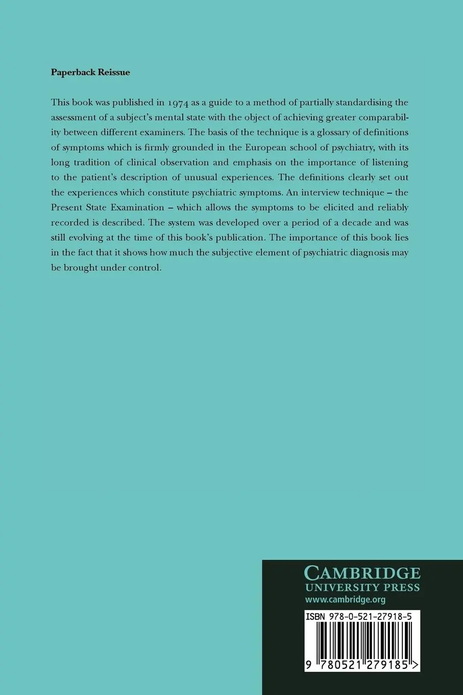 Rückseite: 9780521279185 | Measurement and Classification of Psychiatric Symptoms | Wing (u. a.)