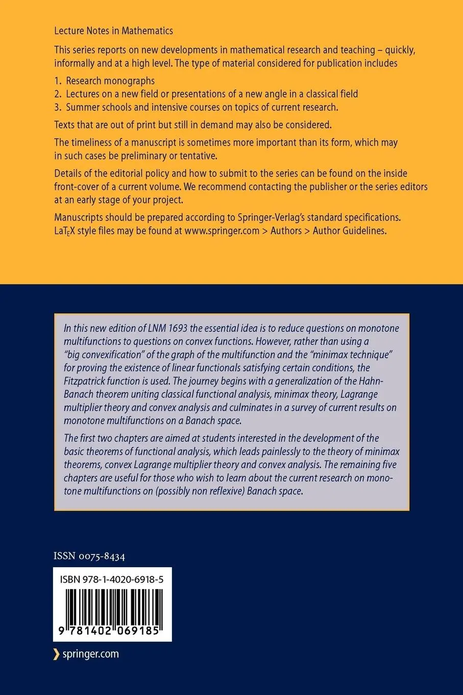 Rückseite: 9781402069185 | From Hahn-Banach to Monotonicity | Stephen Simons | Taschenbuch | xiv