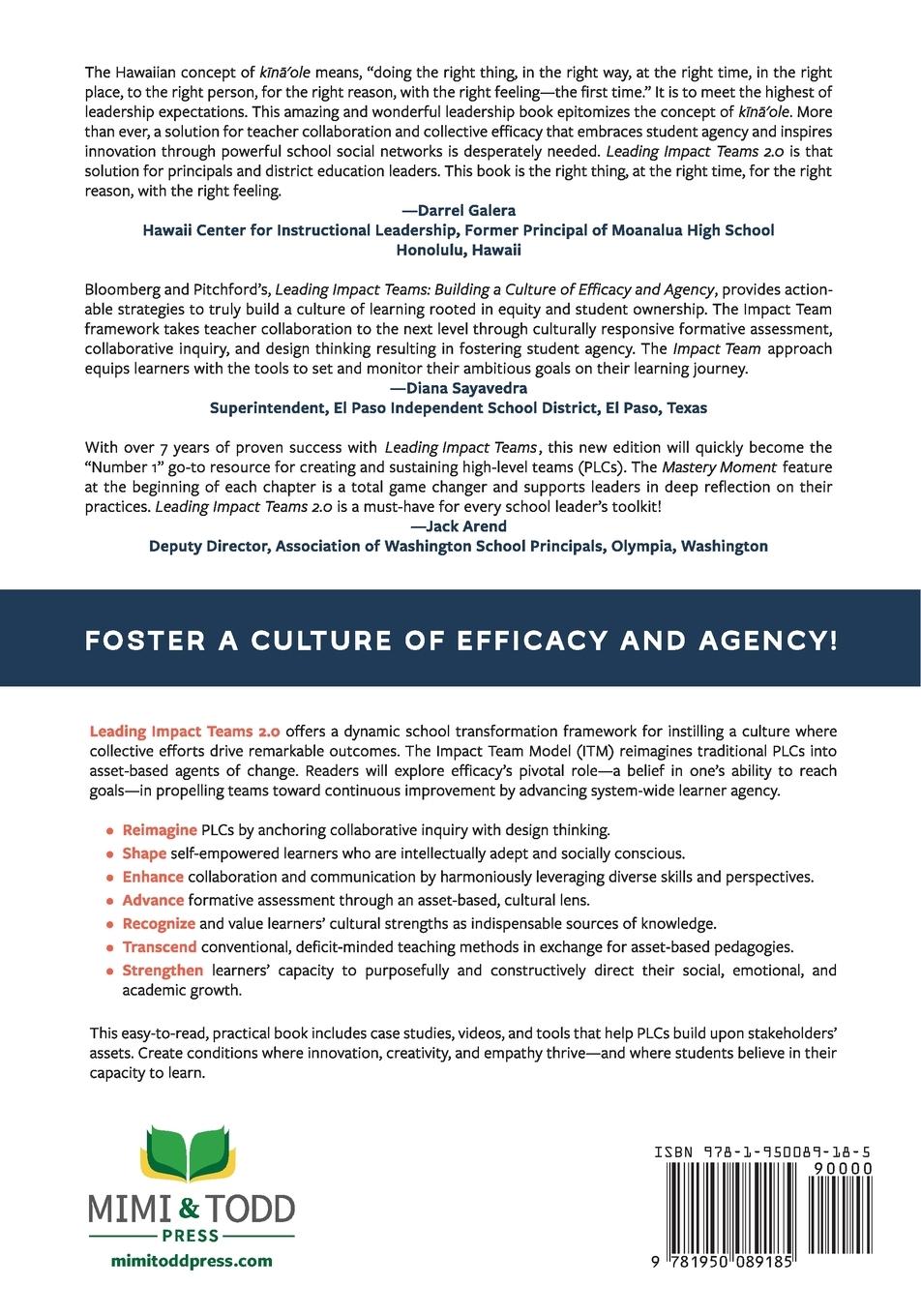 Rückseite: 9781950089185 | Leading Impact Teams | Building A Culture Of Efficacy And Agency