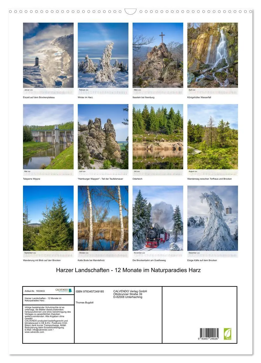 Bild: 9783457249185 | Harzer Landschaften - 12 Monate im Naturparadies Harz (Wandkalender...