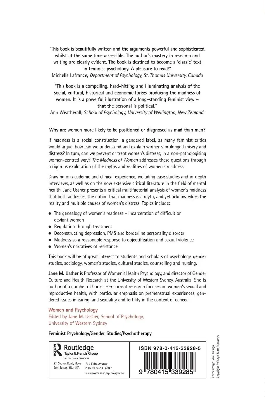 Rückseite: 9780415339285 | The Madness of Women | Myth and Experience | Jane Ussher (u. a.)