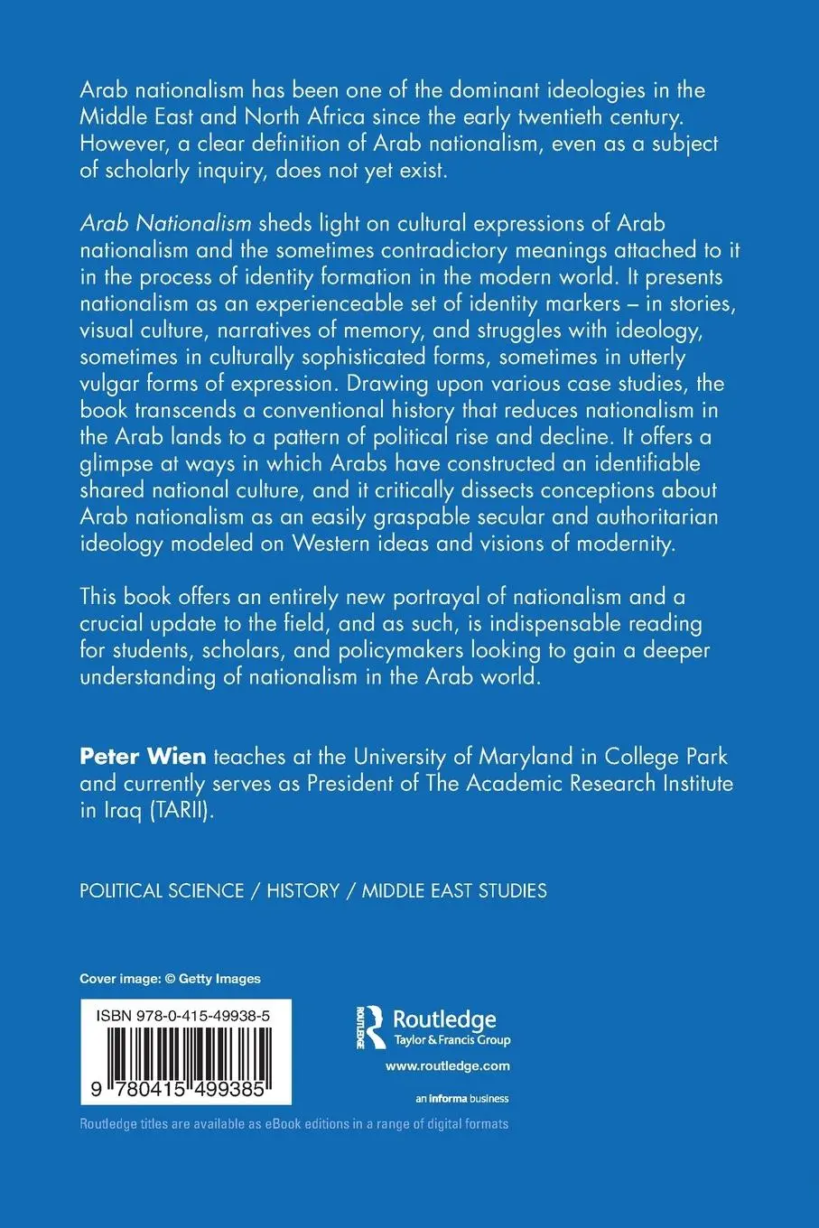 Rückseite: 9780415499385 | Arab Nationalism | Peter Wien | Taschenbuch | Englisch | 2017