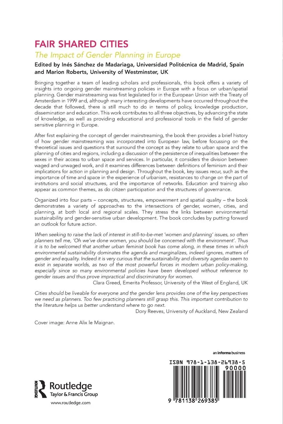 Rückseite: 9781138269385 | Fair Shared Cities | The Impact of Gender Planning in Europe | Roberts