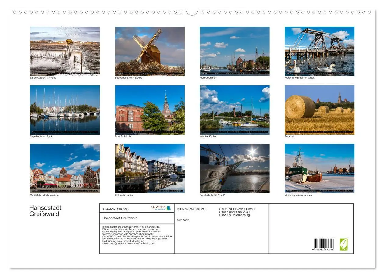 Bild: 9783457849385 | Hansestadt Greifswald (Wandkalender 2026 DIN A2 quer), CALVENDO...