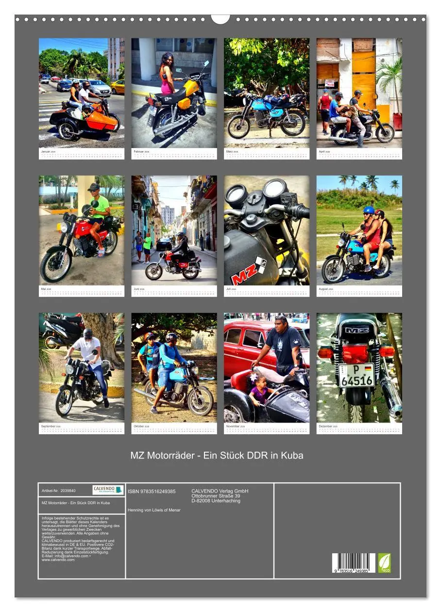 Bild: 9783516249385 | MZ Motorräder - Ein Stück DDR in Kuba (Wandkalender 2026 DIN A2...