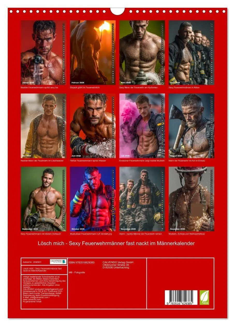 Bild: 9783516629385 | Lösch mich - Sexy Feuerwehrmänner fast nackt im Männerkalender...