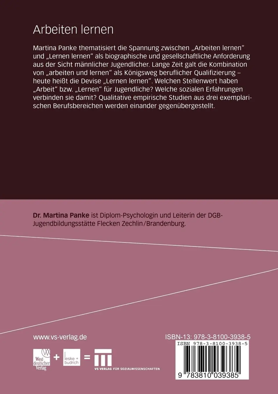 Rückseite: 9783810039385 | Arbeiten lernen | Martina Panke | Taschenbuch | Forschung Soziologie