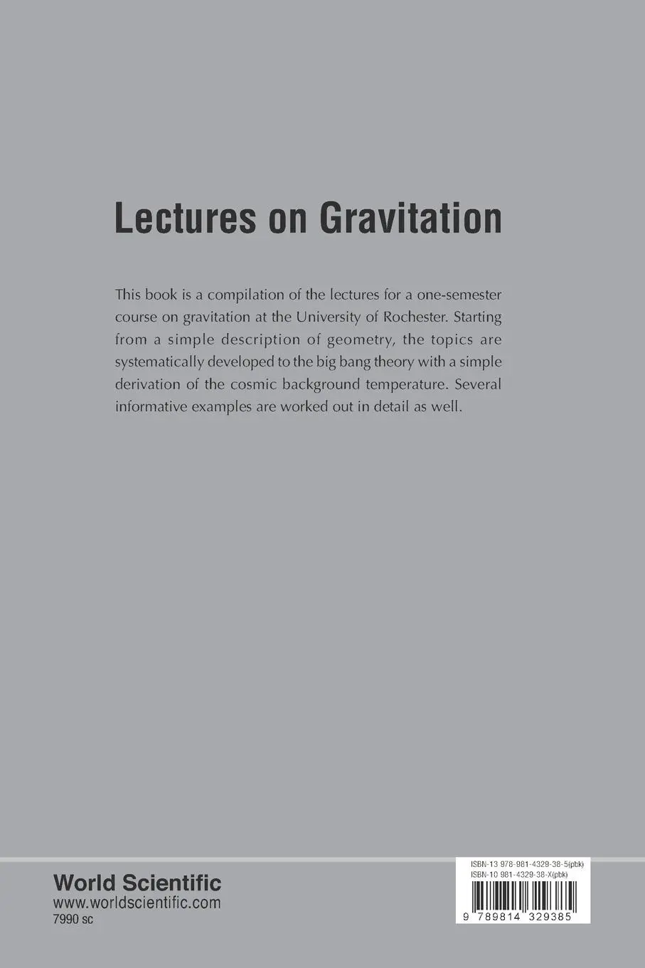 Rückseite: 9789814329385 | LECTURES ON GRAVITATION | Das Ashok | Taschenbuch | Englisch | 2011