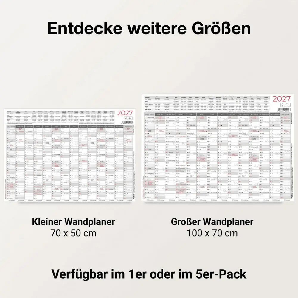 Bild: 4069095019485 | ZETTLER Großer Wandplaner 14 Monate 5 Stk. gerollt 2027 | Kalender