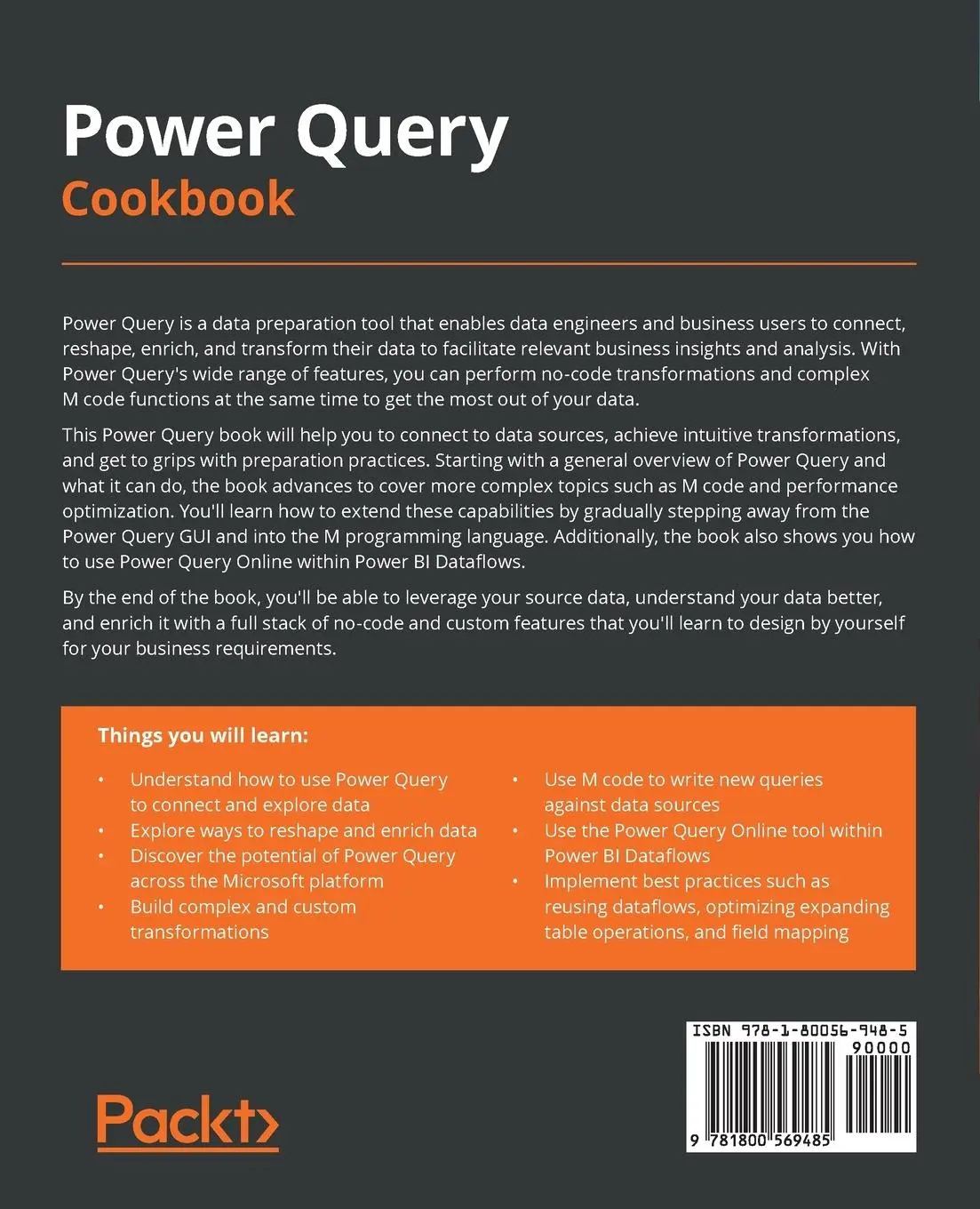 Rückseite: 9781800569485 | Power Query Cookbook | Andrea Janicijevic | Taschenbuch | Englisch
