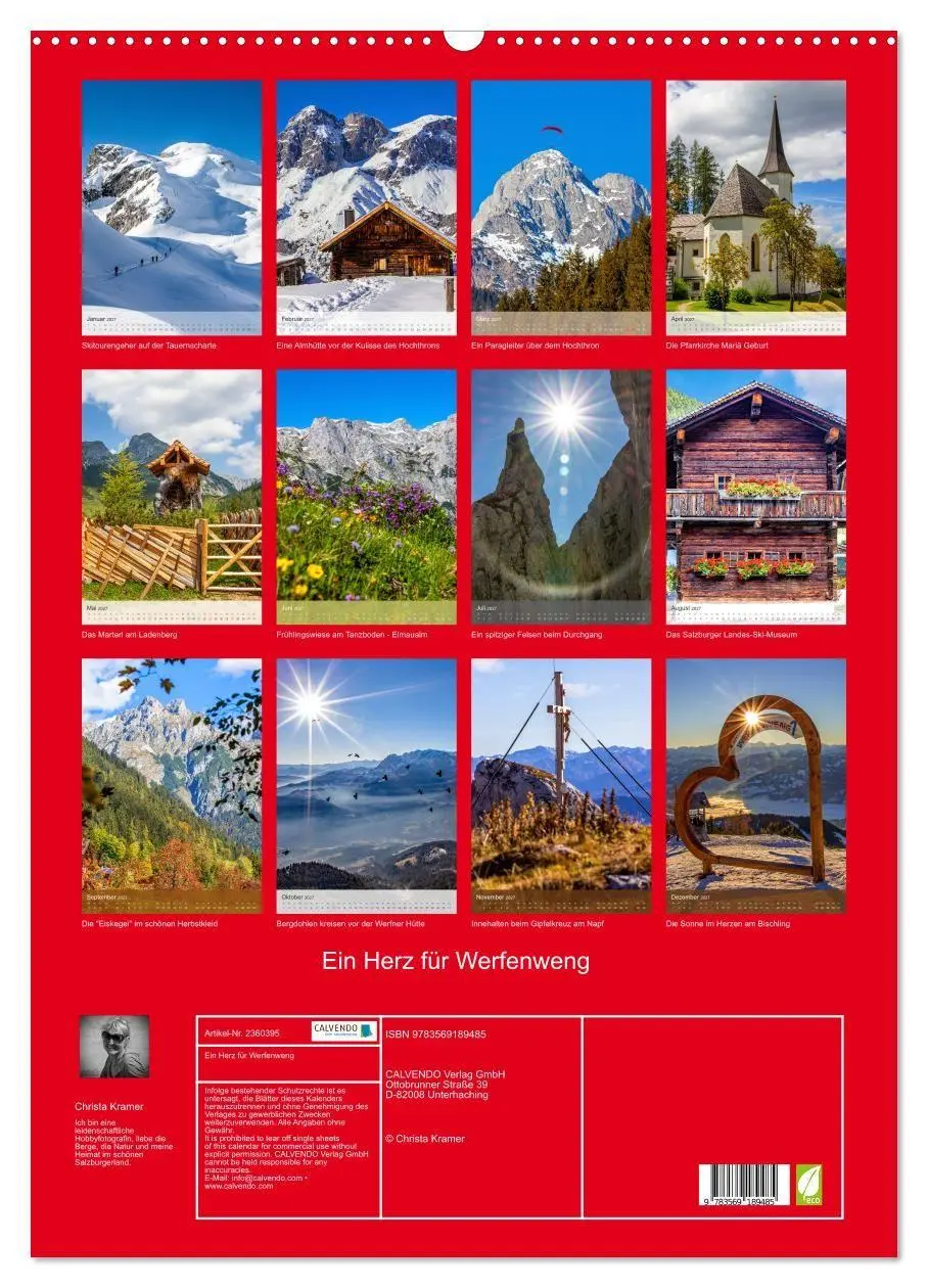 Bild: 9783569189485 | Ein Herz für Werfenweng (Wandkalender 2027 DIN A2 hoch), CALVENDO...