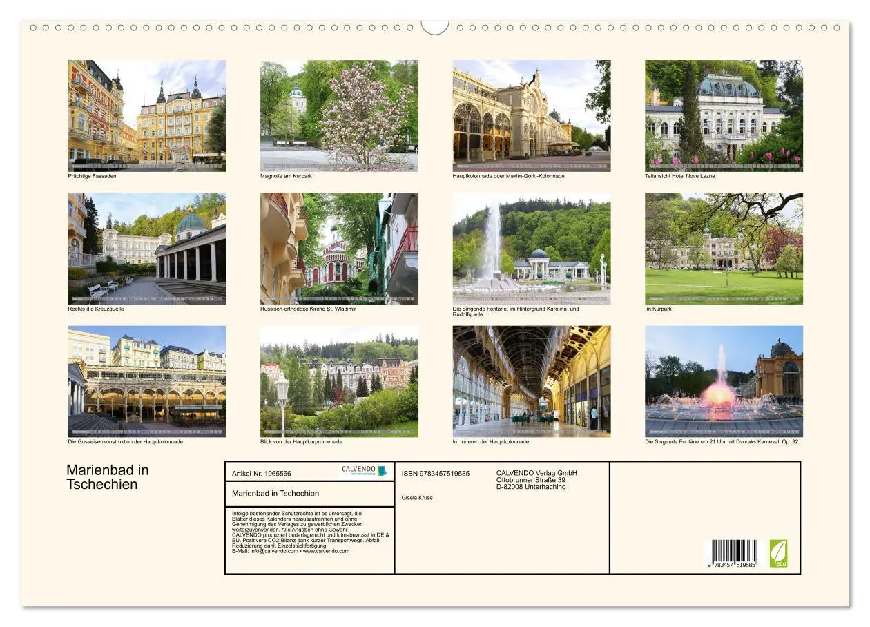 Bild: 9783457519585 | Marienbad in Tschechien (Wandkalender 2026 DIN A2 quer), CALVENDO...