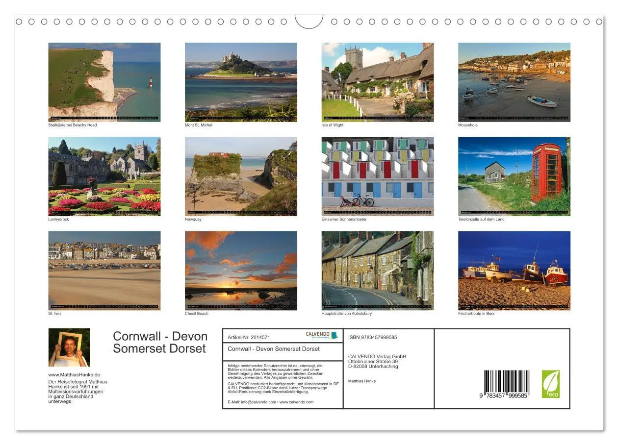 Bild: 9783457999585 | Cornwall - Devon Somerset Dorset (Wandkalender 2026 DIN A3 quer),...