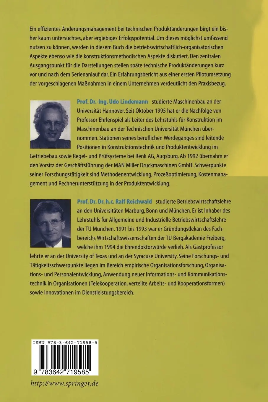 Rückseite: 9783642719585 | Integriertes Änderungsmanagement | Ralf Reichwald (u. a.) | Buch | xii