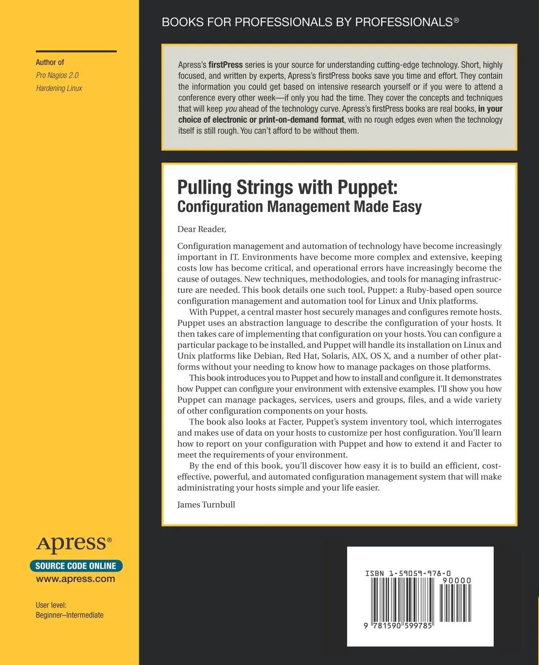 Rückseite: 9781590599785 | Pulling Strings with Puppet | Configuration Management Made Easy