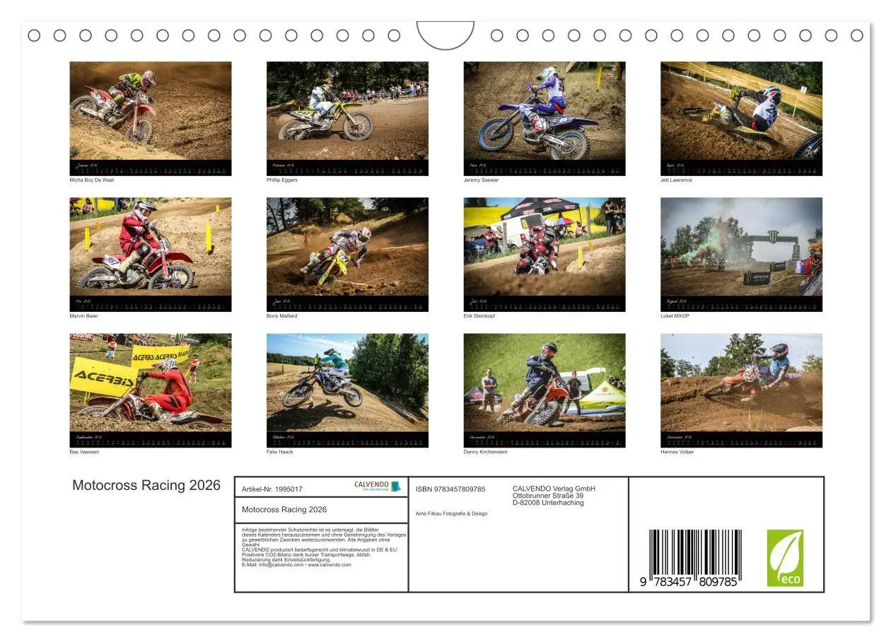 Bild: 9783457809785 | Motocross Racing 2026 (Wandkalender 2026 DIN A4 quer), CALVENDO...