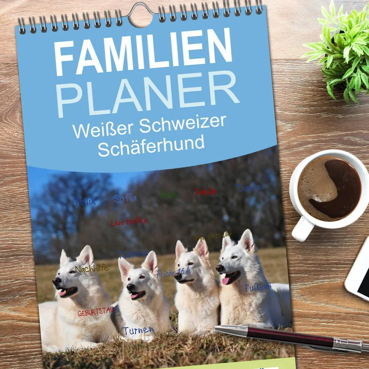 Bild: 9783516519785 | Familienplaner 2026 - Weißer Schweizer Schäferhund mit 5 Spalten...