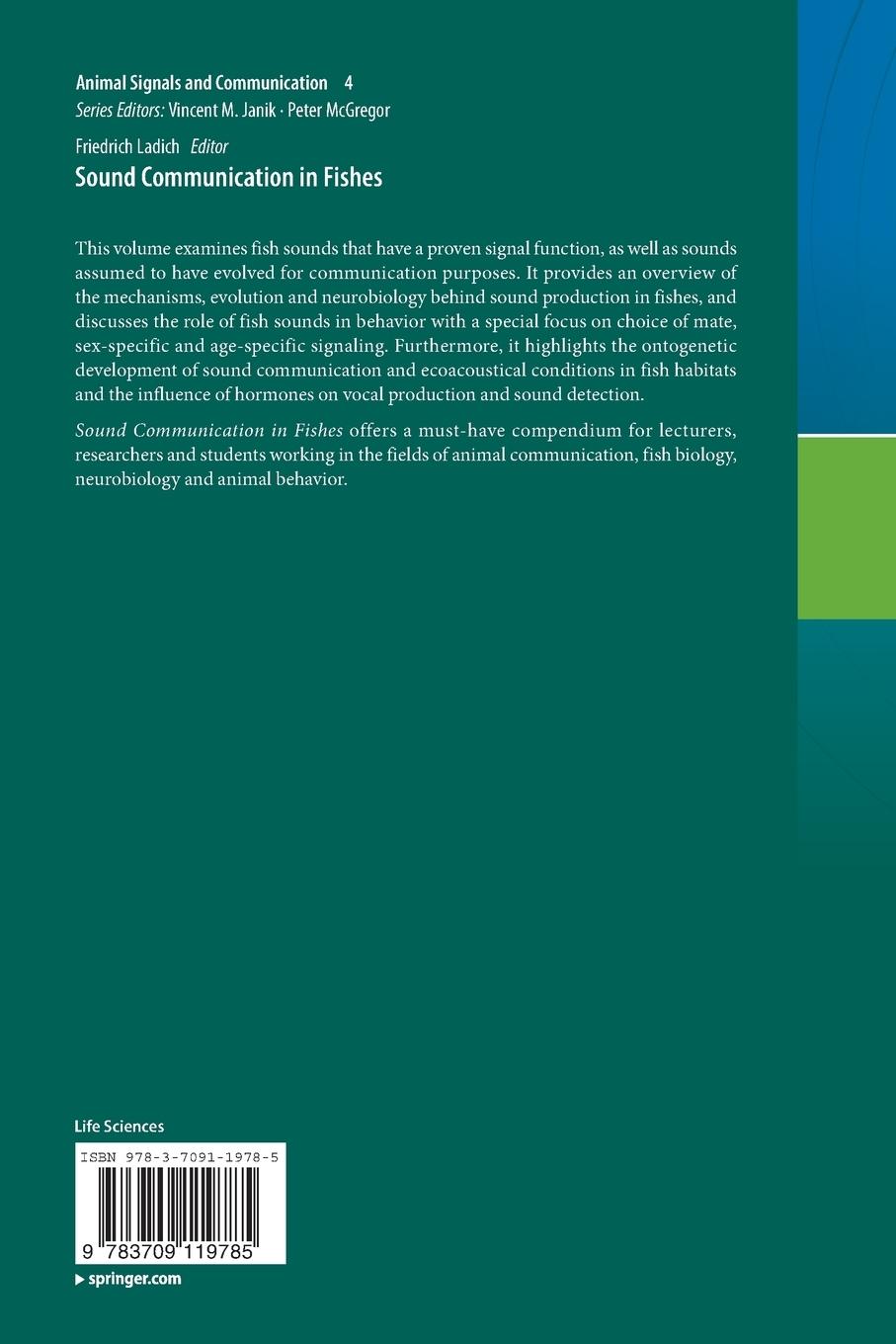 Rückseite: 9783709119785 | Sound Communication in Fishes | Friedrich Ladich | Taschenbuch | ix