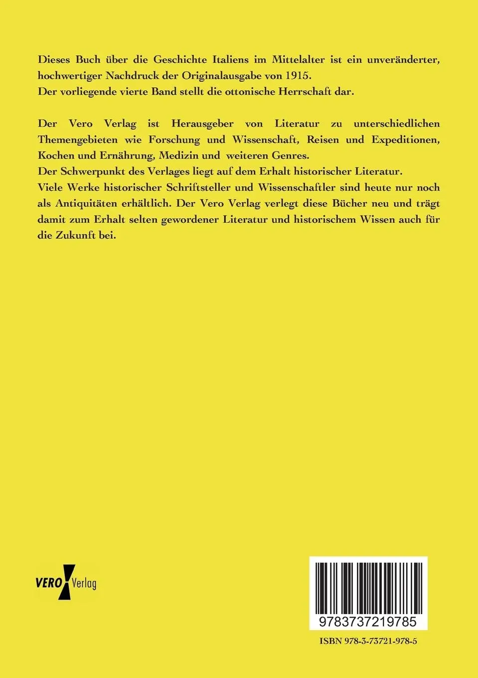 Rückseite: 9783737219785 | Geschichte Italiens im Mittelalter | Vierter Band | Hartmann | Buch