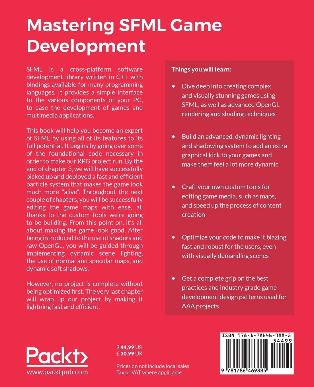 Rückseite: 9781786469885 | Mastering SFML Game Development | Raimondas Pupius | Taschenbuch