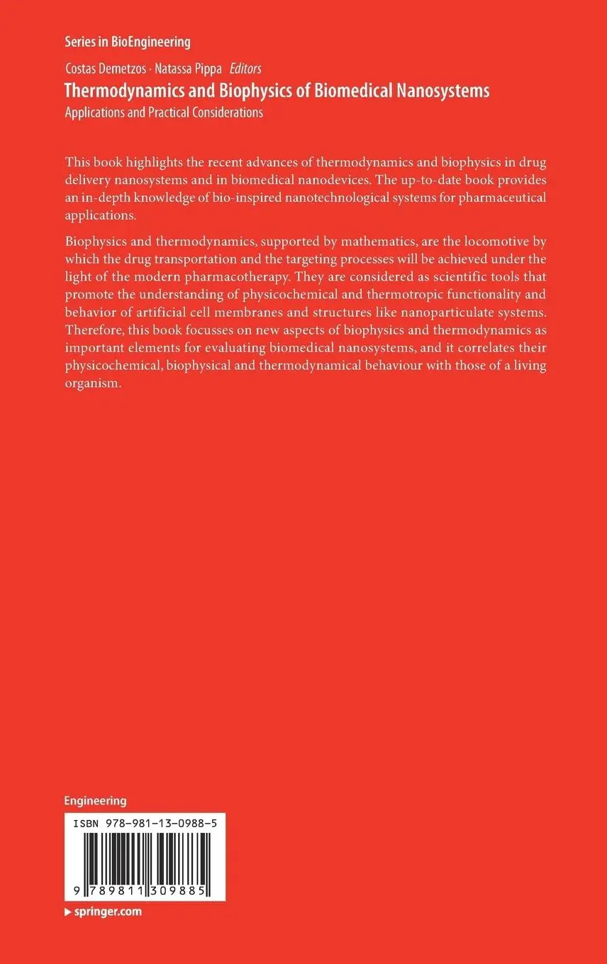 Rückseite: 9789811309885 | Thermodynamics and Biophysics of Biomedical Nanosystems | Buch | xii