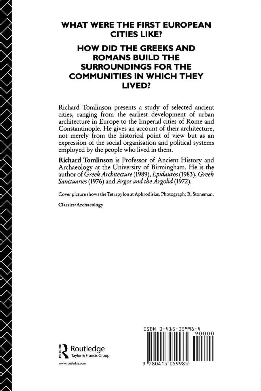 Rückseite: 9780415059985 | From Mycenae to Constantinople | The Evolution of the Ancient City