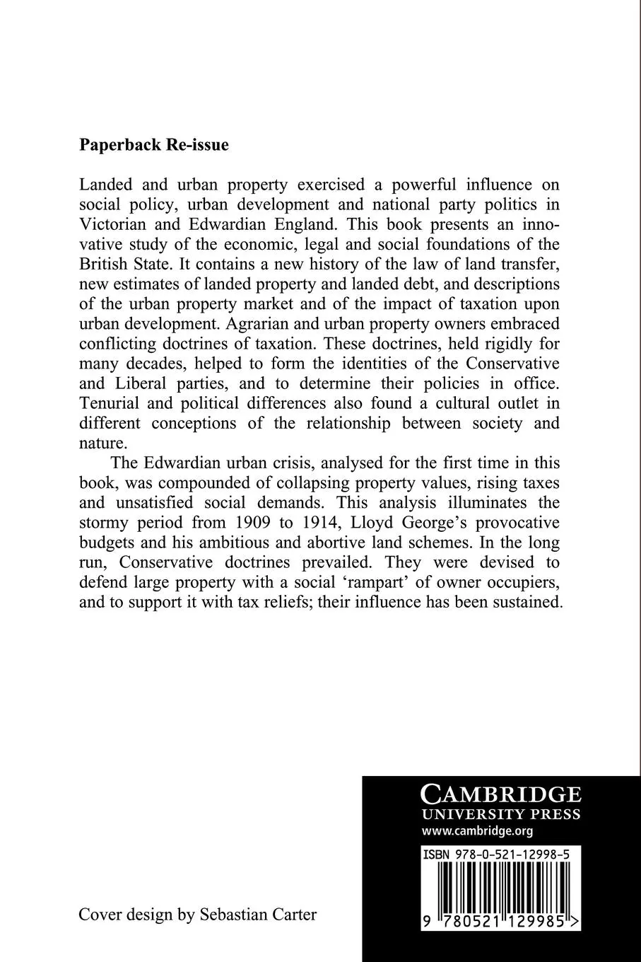 Rückseite: 9780521129985 | Property and Politics 1870 1914 | Avner Offer (u. a.) | Taschenbuch