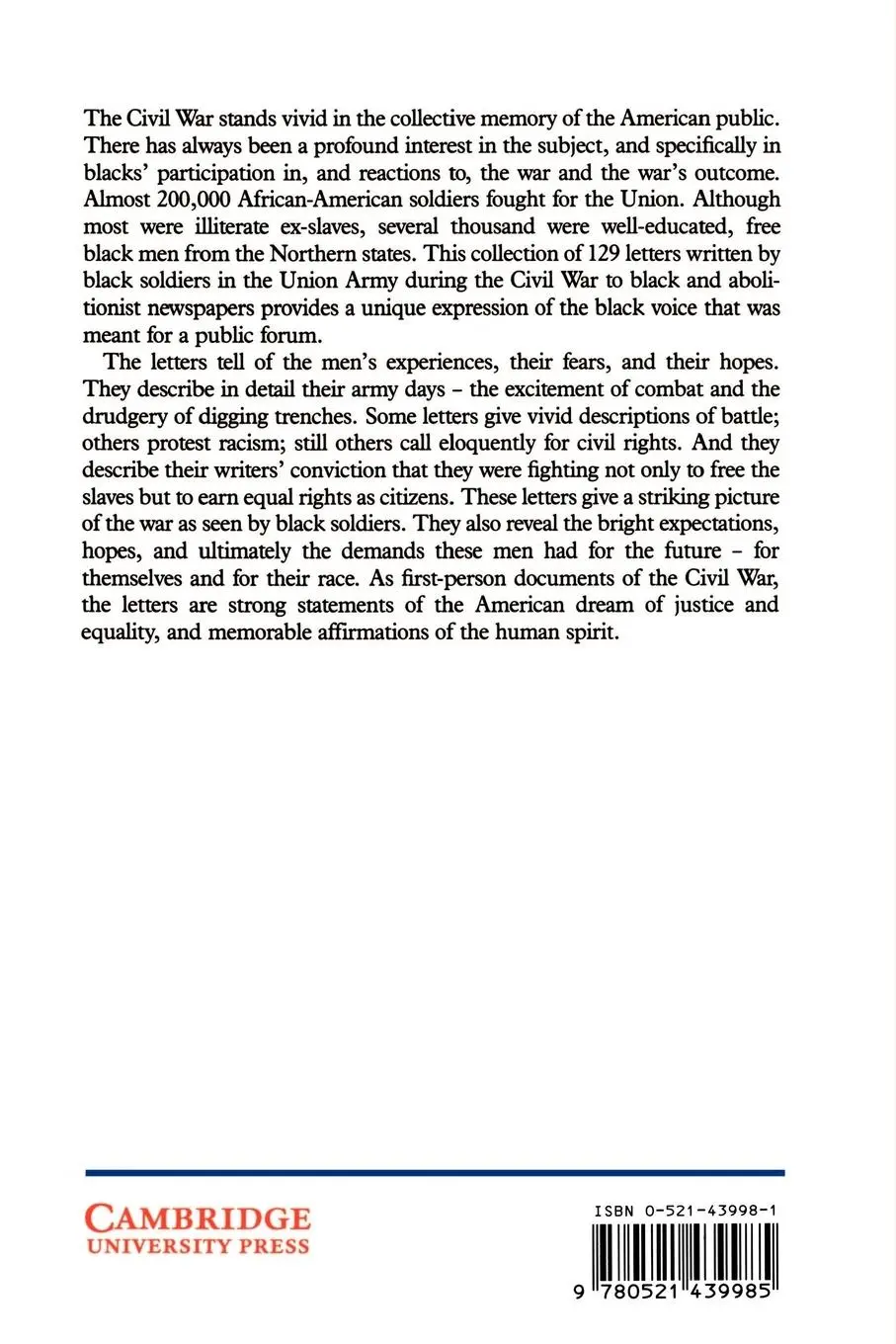 Rückseite: 9780521439985 | A Grand Army of Black Men | Edwin S. Redkey (u. a.) | Taschenbuch
