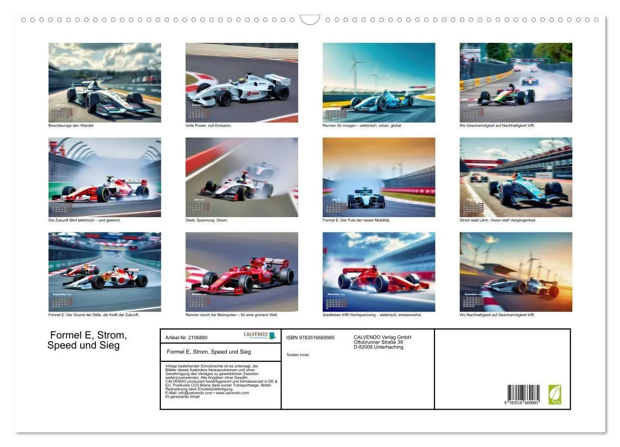 Bild: 9783516669985 | Formel E, Strom, Speed und Sieg (Wandkalender 2026 DIN A2 quer),...