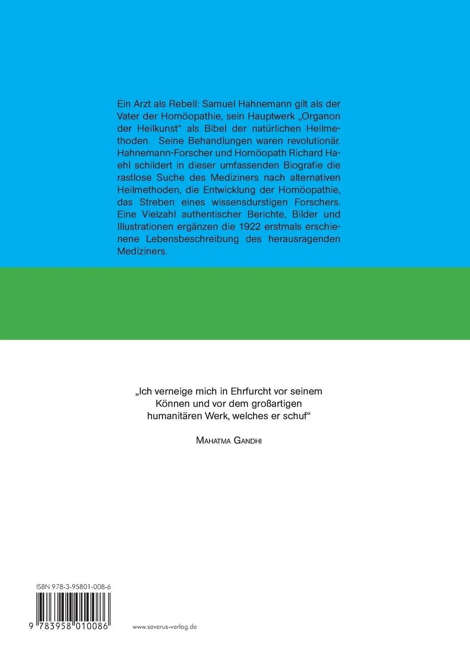 Rückseite: 9783958010086 | Samuel Hahnemann: Sein Leben und Schaffen. Bd. 1 | Richard Haehl