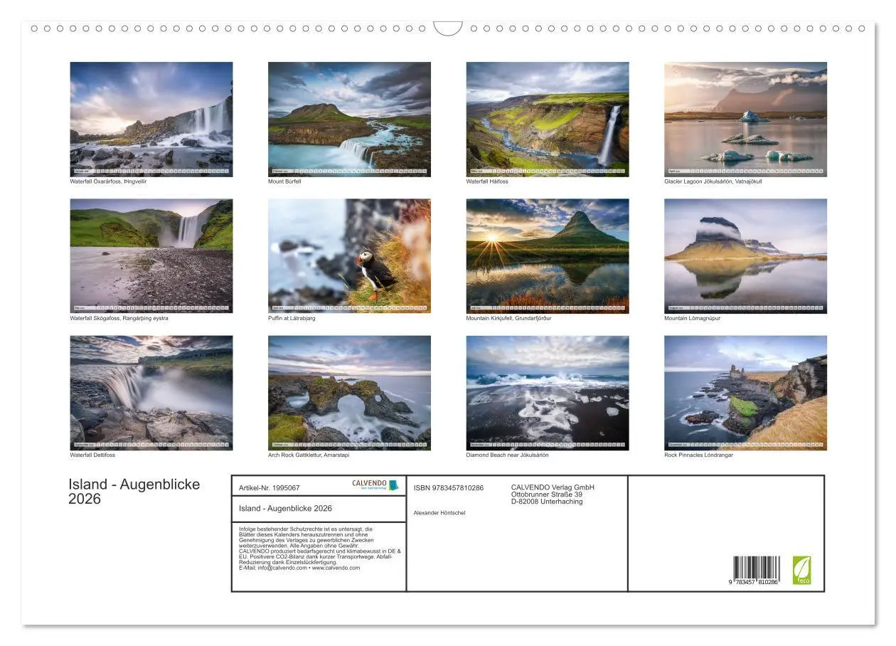Bild: 9783457810286 | Island - Augenblicke 2026 (Wandkalender 2026 DIN A2 quer), CALVENDO...
