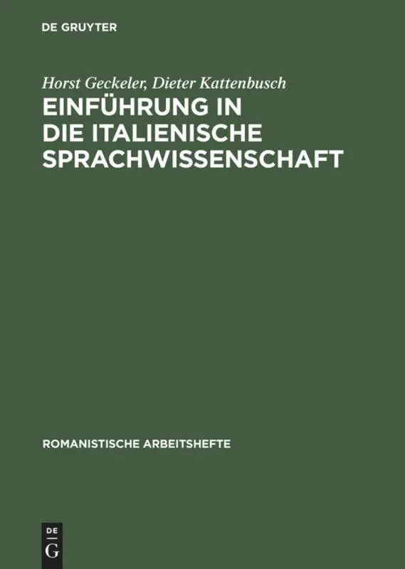 Cover: 9783484540286 | Einführung in die italienische Sprachwissenschaft | Buch | IX | 1992