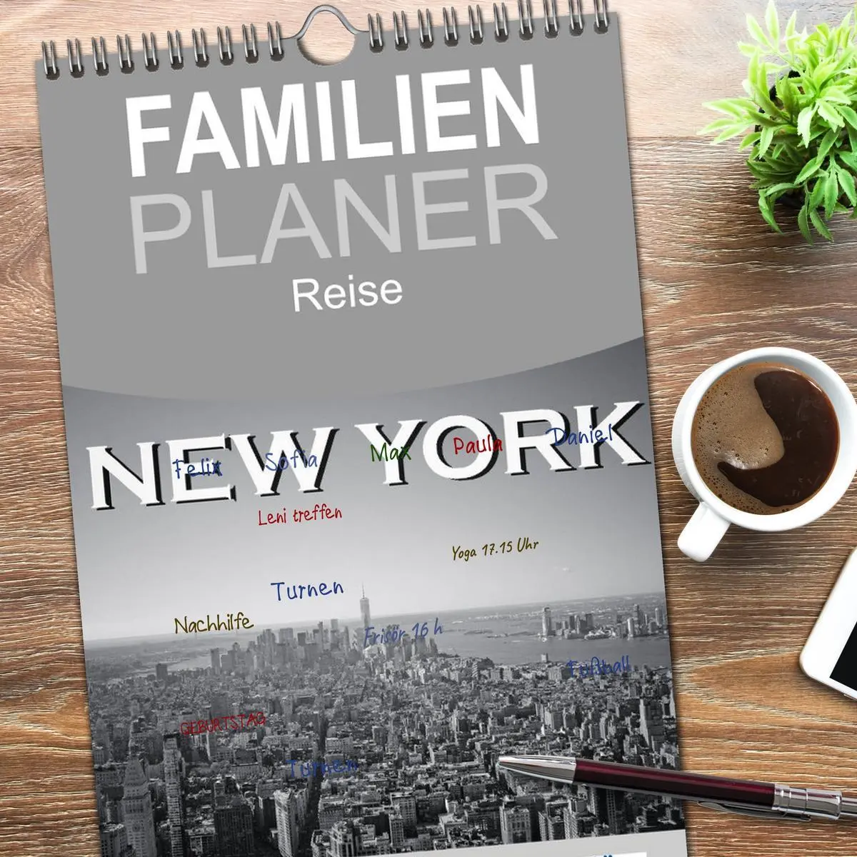 Bild: 9783516520286 | Familienplaner 2026 - New York in schwarz weiss mit 5 Spalten...