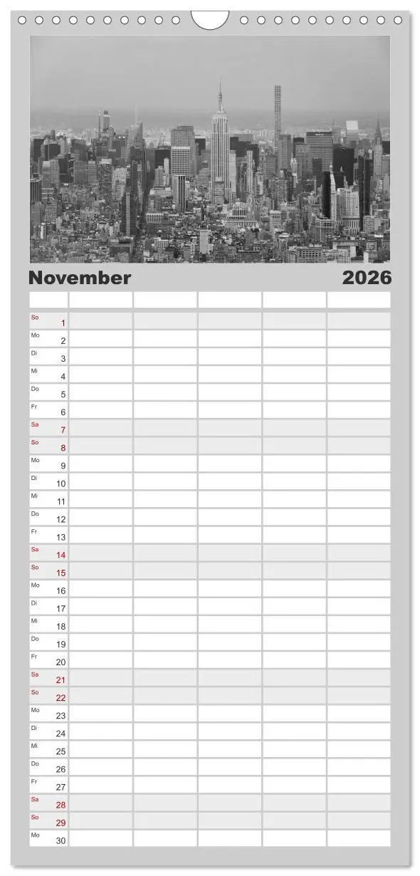 Bild: 9783516520286 | Familienplaner 2026 - New York in schwarz weiss mit 5 Spalten...