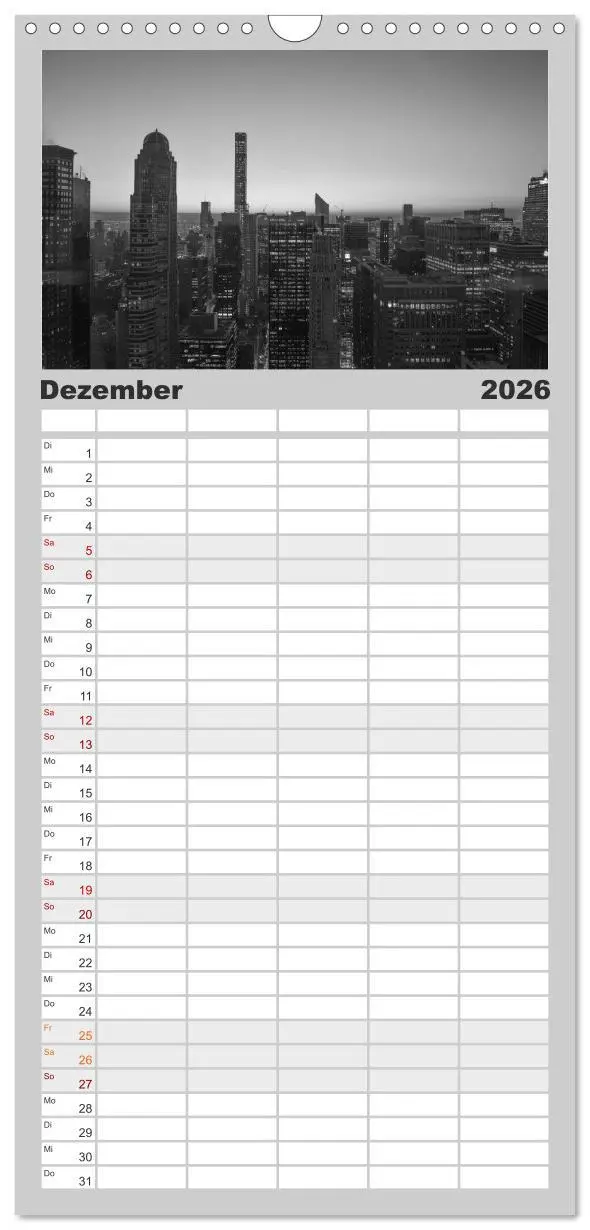 Bild: 9783516520286 | Familienplaner 2026 - New York in schwarz weiss mit 5 Spalten...