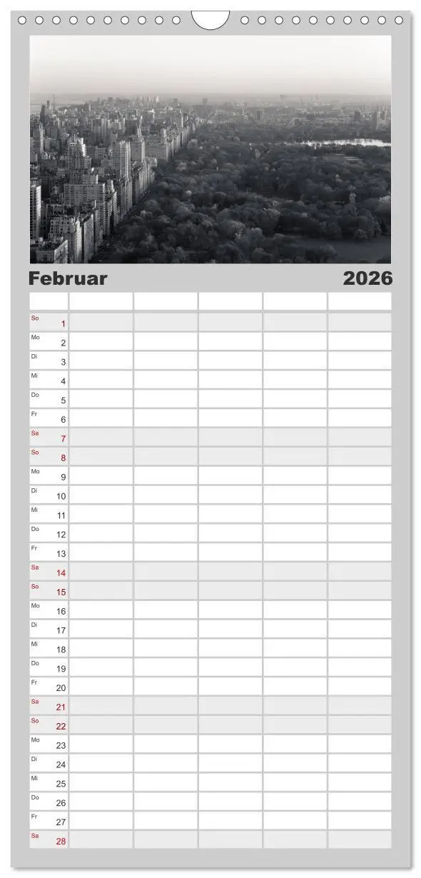 Bild: 9783516520286 | Familienplaner 2026 - New York in schwarz weiss mit 5 Spalten...