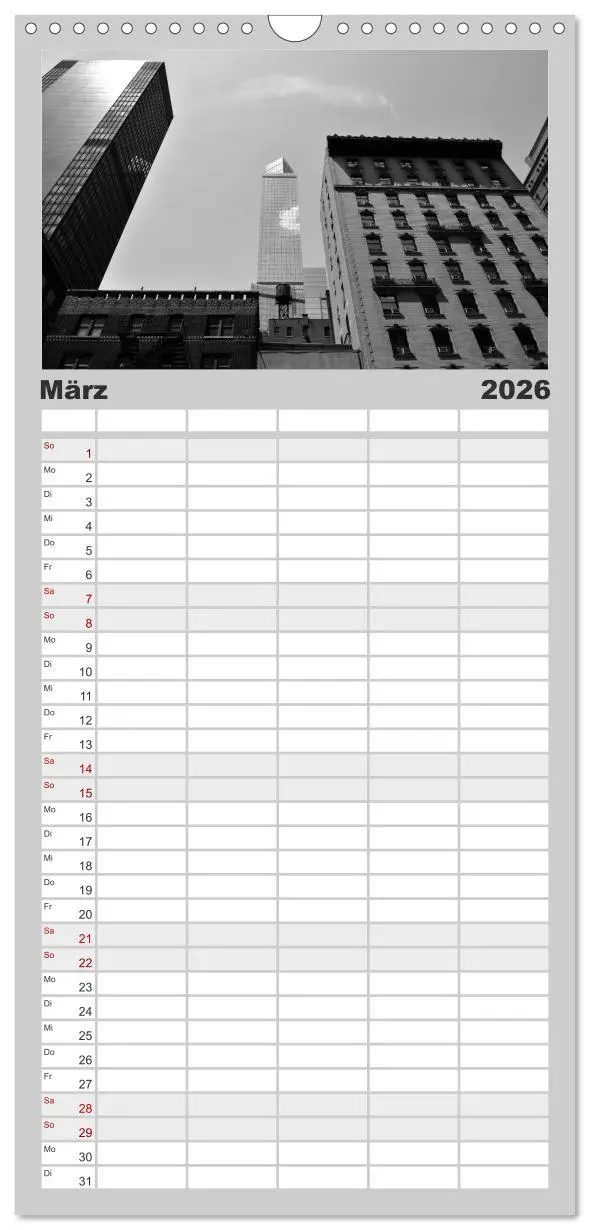 Bild: 9783516520286 | Familienplaner 2026 - New York in schwarz weiss mit 5 Spalten...