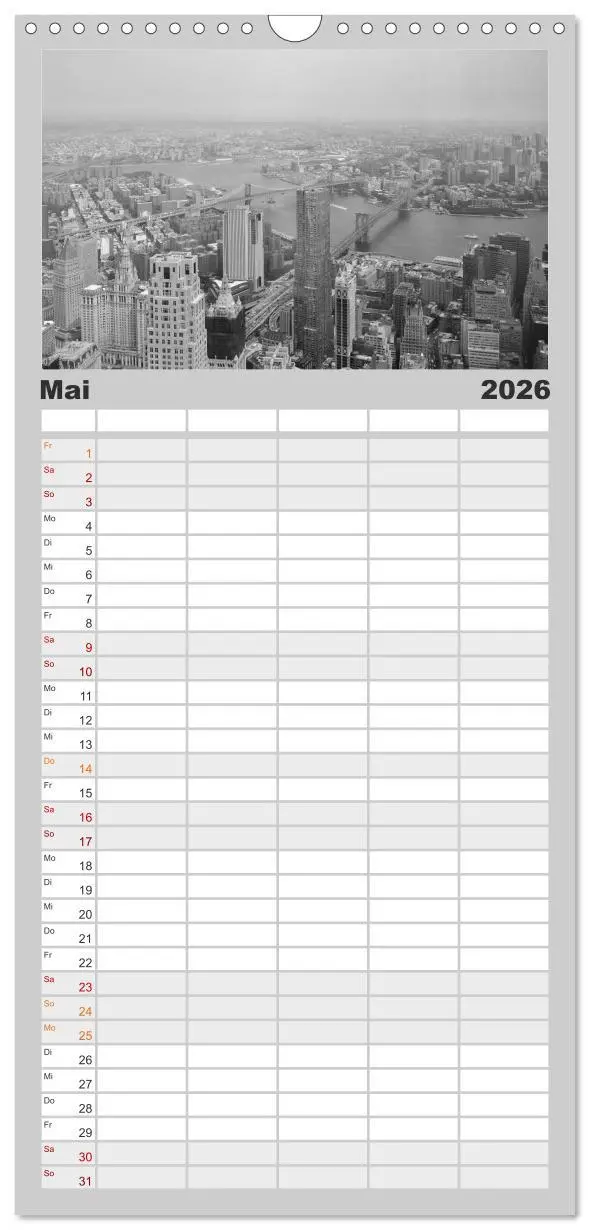 Bild: 9783516520286 | Familienplaner 2026 - New York in schwarz weiss mit 5 Spalten...