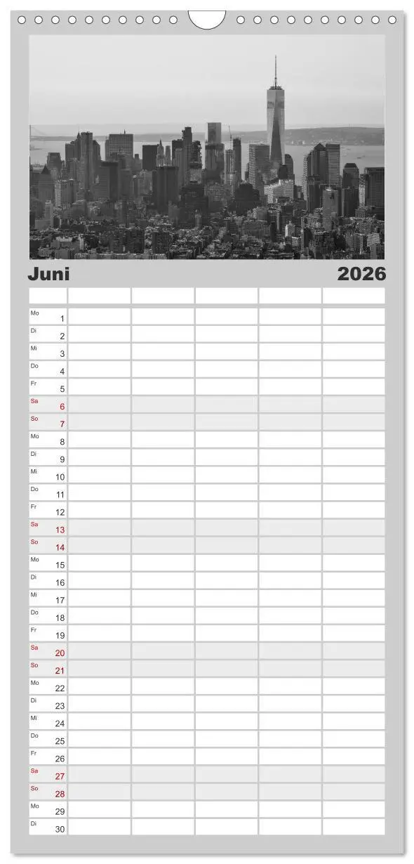 Bild: 9783516520286 | Familienplaner 2026 - New York in schwarz weiss mit 5 Spalten...