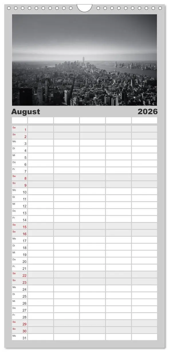 Bild: 9783516520286 | Familienplaner 2026 - New York in schwarz weiss mit 5 Spalten...