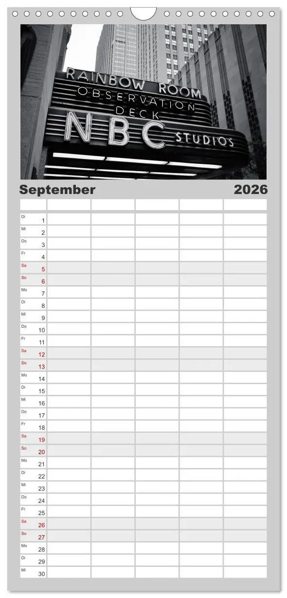Bild: 9783516520286 | Familienplaner 2026 - New York in schwarz weiss mit 5 Spalten...