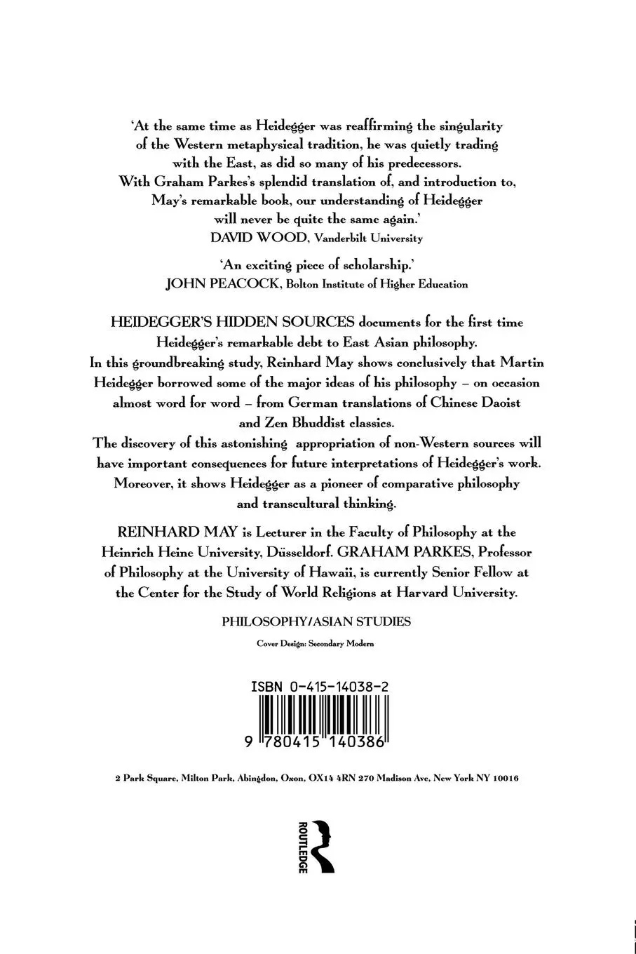 Rückseite: 9780415140386 | Heidegger's Hidden Sources | East-Asian Influences on his Work | May