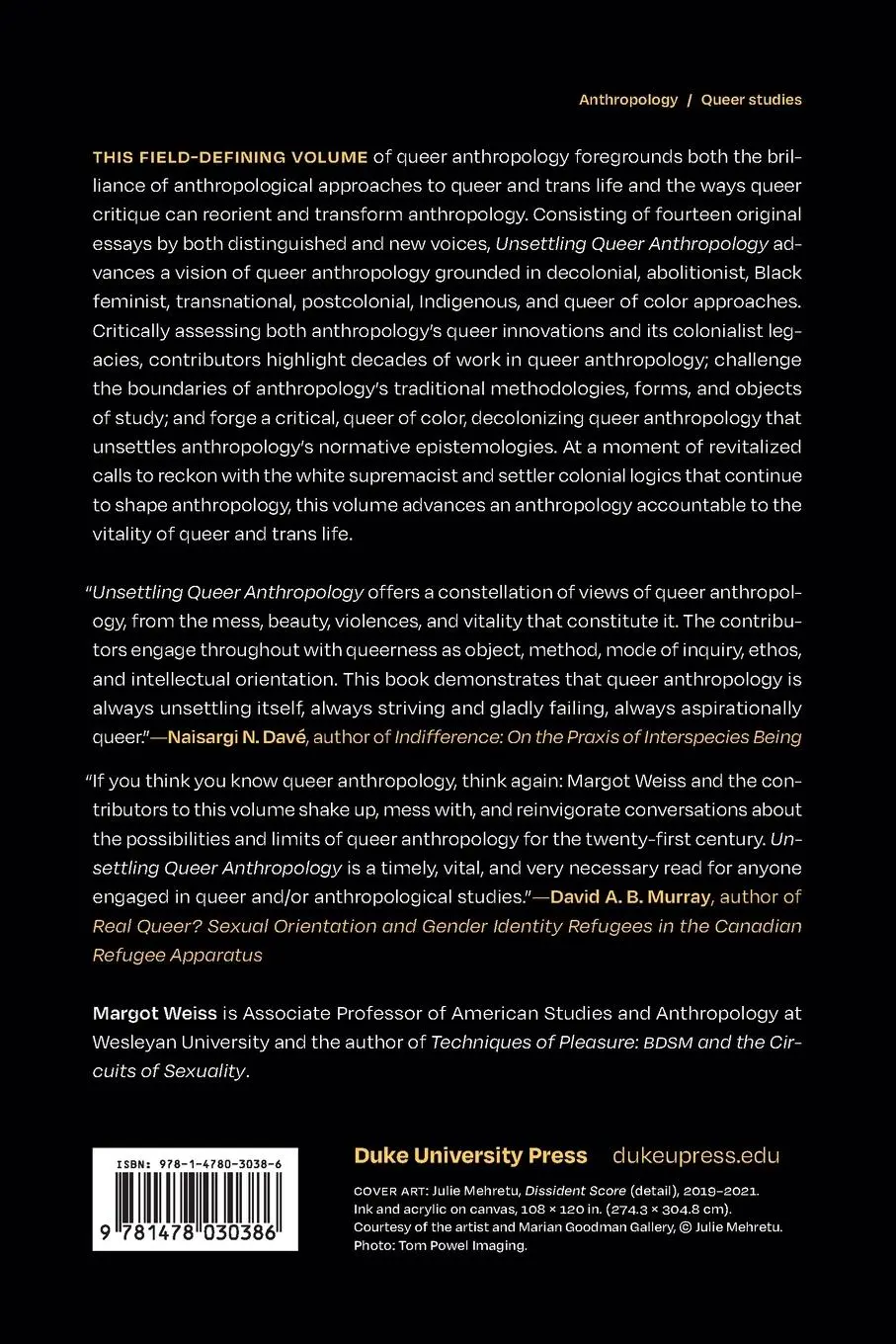 Rückseite: 9781478030386 | Unsettling Queer Anthropology | Margot Weiss | Taschenbuch | Englisch