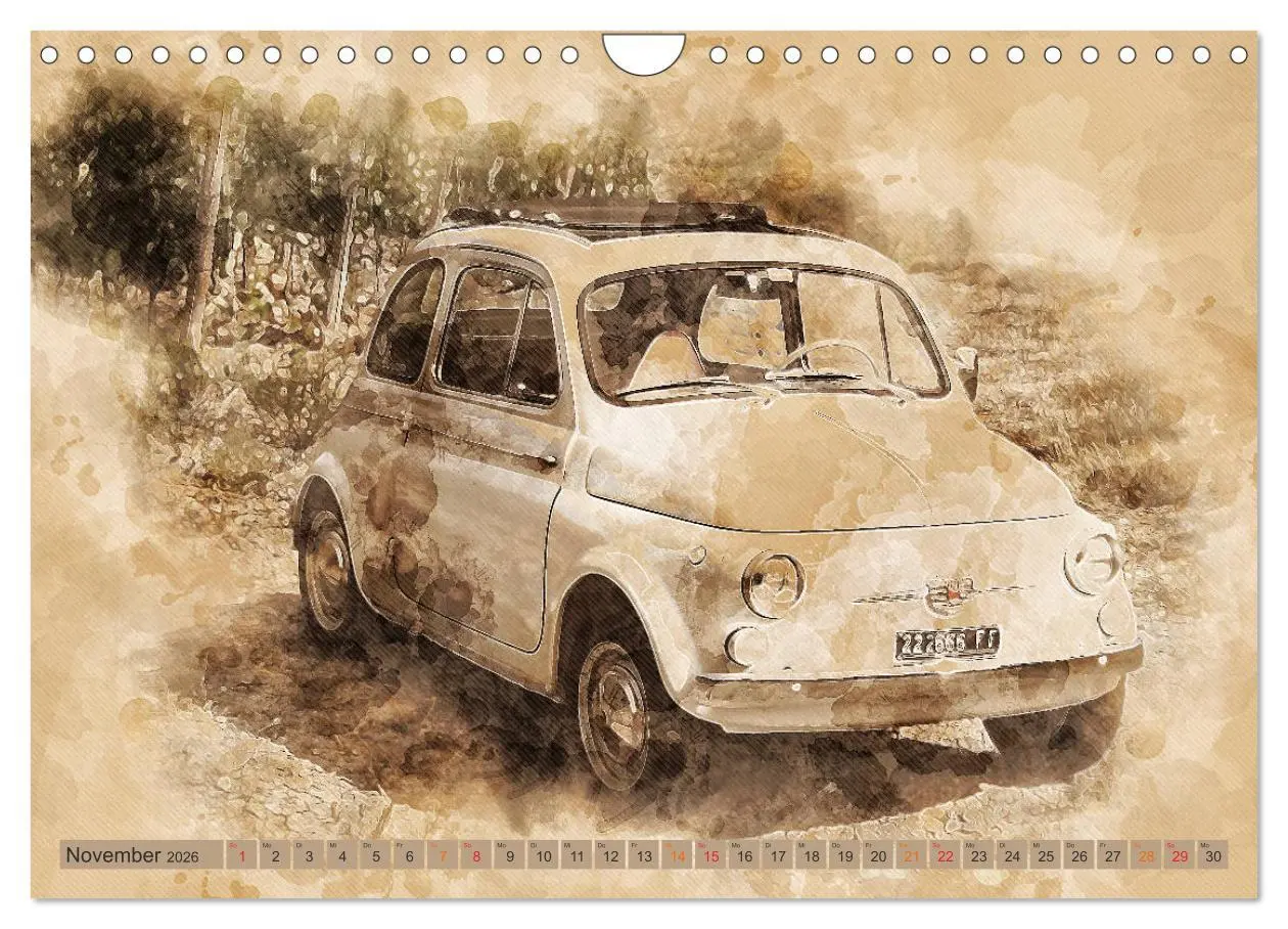 Bild: 9783457720486 | Kult-Autos, Nuova 500 (Wandkalender 2026 DIN A4 quer), CALVENDO...