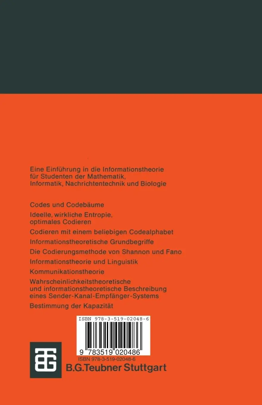 Rückseite: 9783519020486 | Informationstheorie | Eine Einführung | F. Tops?e | Taschenbuch